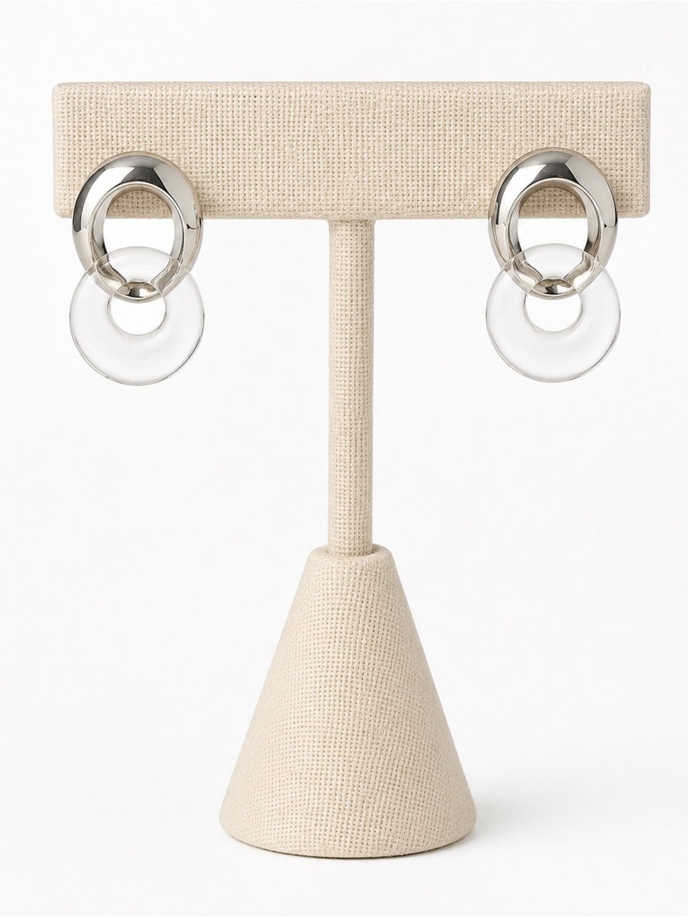 Two tone hoop dangle earrings NIB